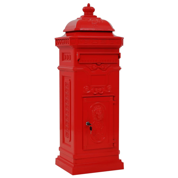 Vidaxl Pilaar Mailbox Vintage Style Rost -resistentes Aluminiumrot