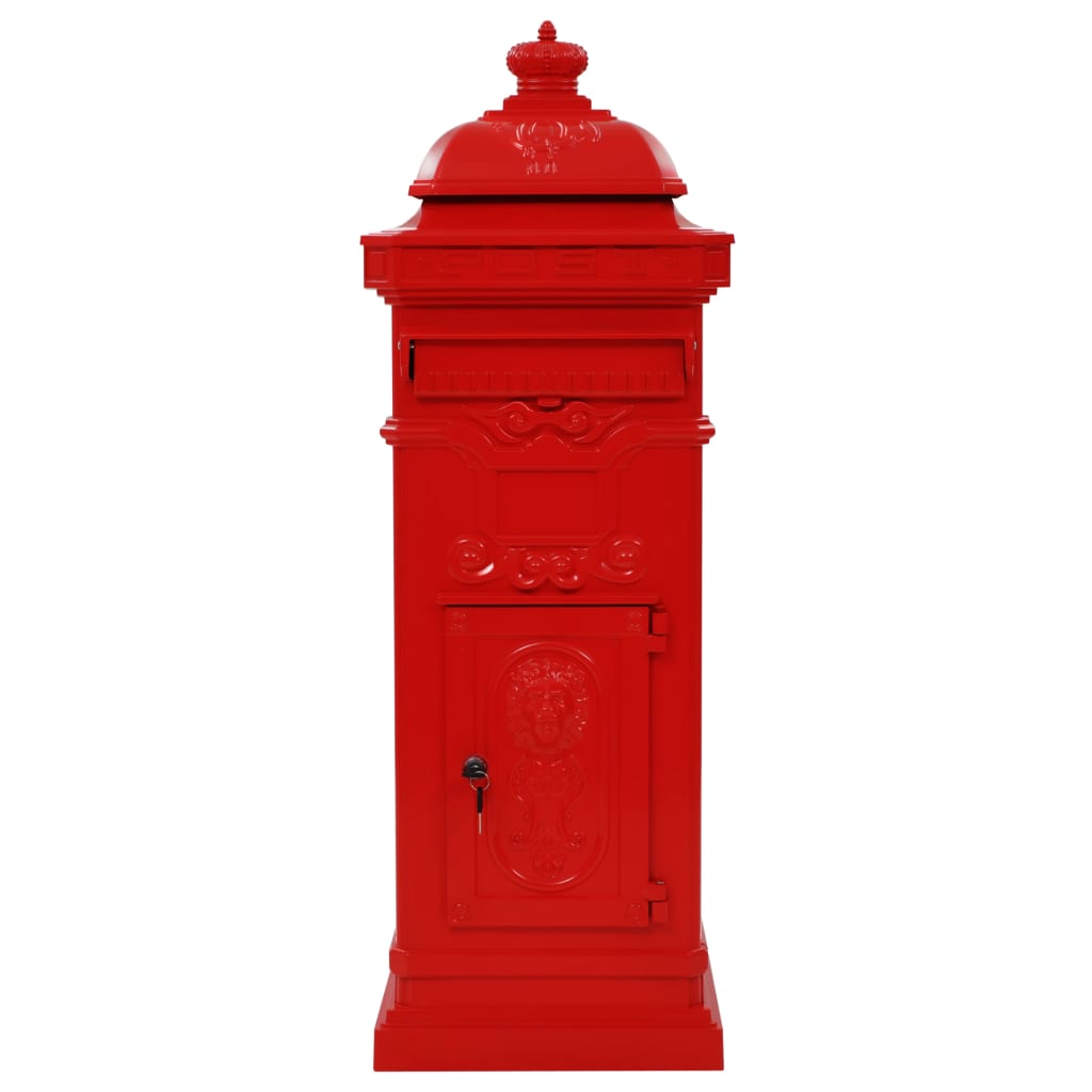 Vidaxl Pilaar Mailbox Vintage Style Rost -resistentes Aluminiumrot