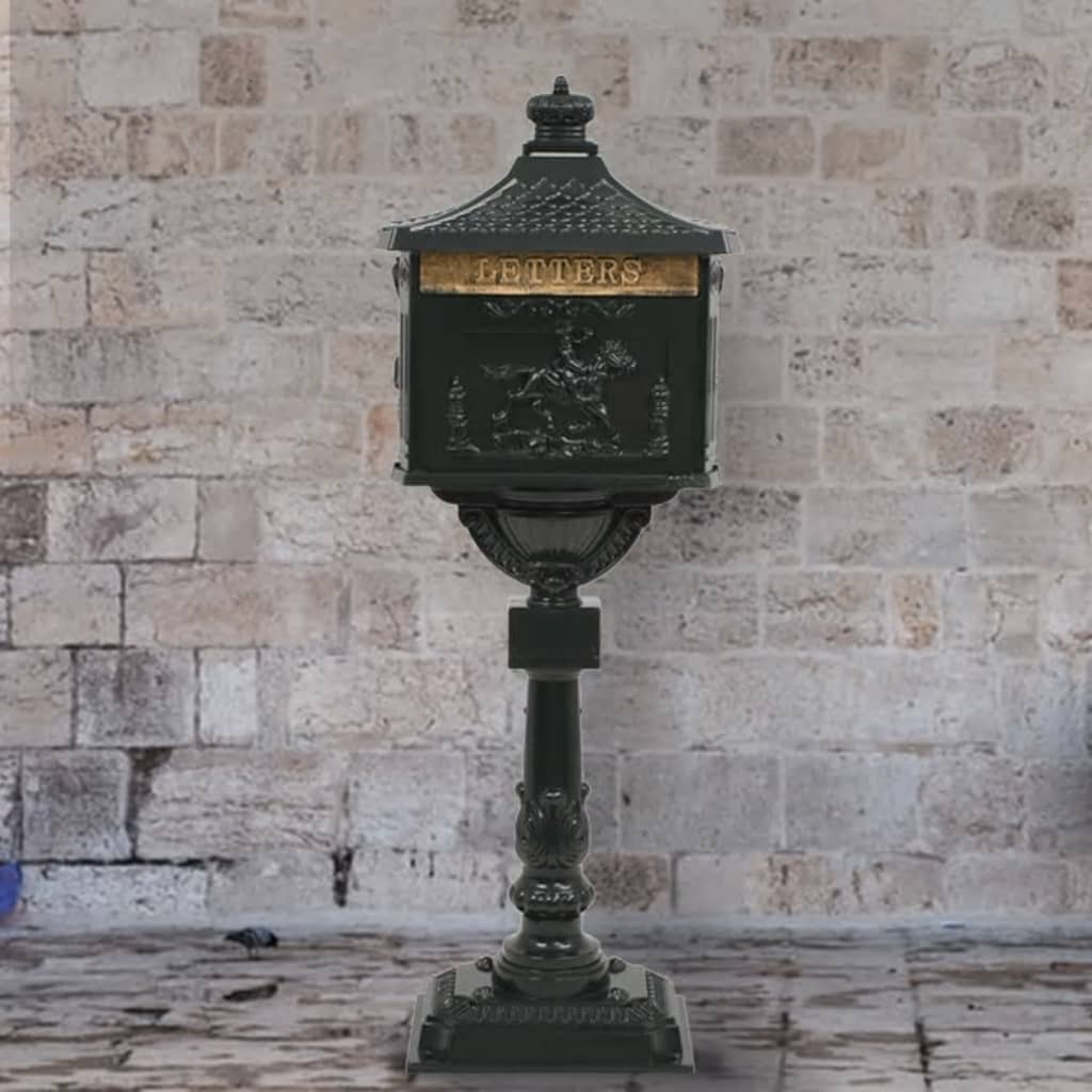 Vidaxl Standing Letterbox Vintage Style Rost -resistantes Aluminiumgrün
