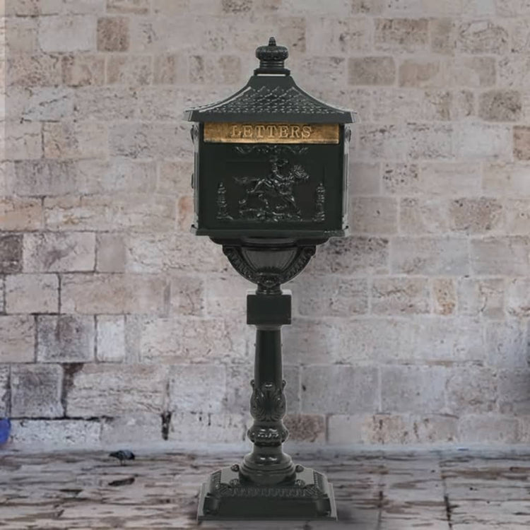 Vidaxl Standing Letterbox Vintage Style Rost -resistantes Aluminiumgrün
