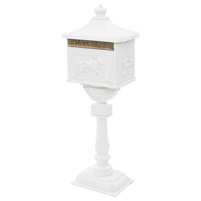 Vidaxl Standing Letterbox Vintage Style Rost -resistantes Aluminium weiß