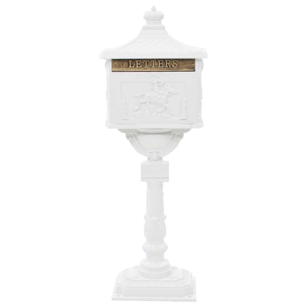 Vidaxl Standing Letterbox Vintage Style Rost -resistantes Aluminium weiß