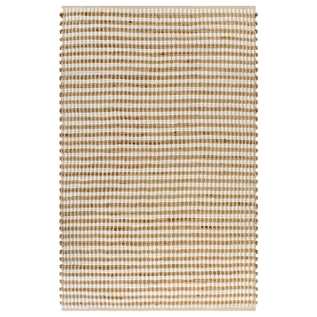 Vidaxl Teppich 120x180 cm Hand -gehobenes Jute Natural and White