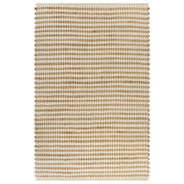 Vidaxl Teppich 120x180 cm Hand -gehobenes Jute Natural and White