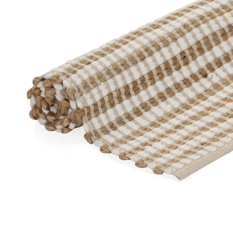 Vidaxl Teppich 120x180 cm Hand -gehobenes Jute Natural and White