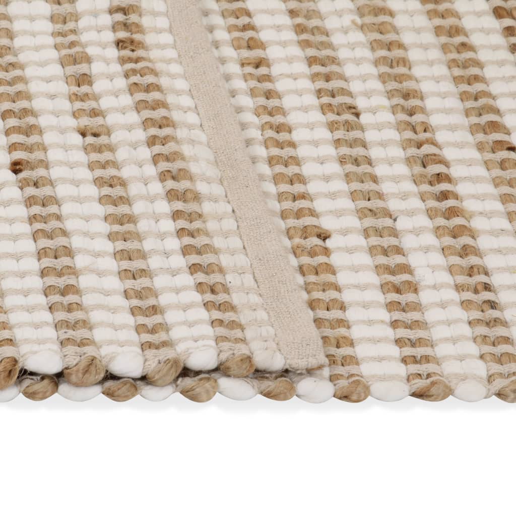 Vidaxl Teppich 120x180 cm Hand -gehobenes Jute Natural and White