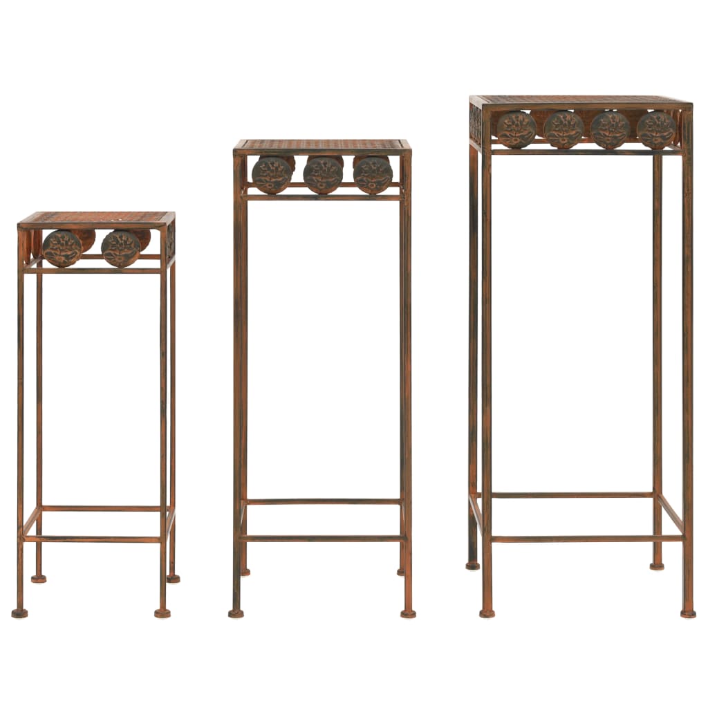 Vidaxl Plant Stand Set Vintage Style Metal Rost Color 3-Piece