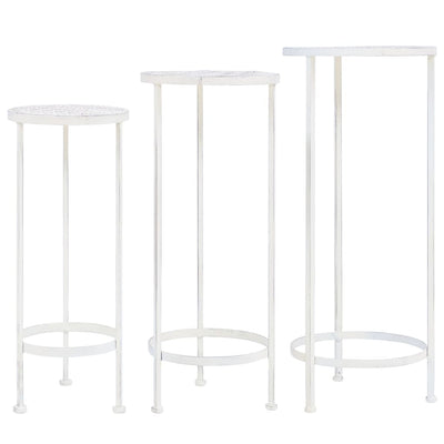 VIDAXL 3-teilig Pflanzenstandset Vintage Style Metal Antique White