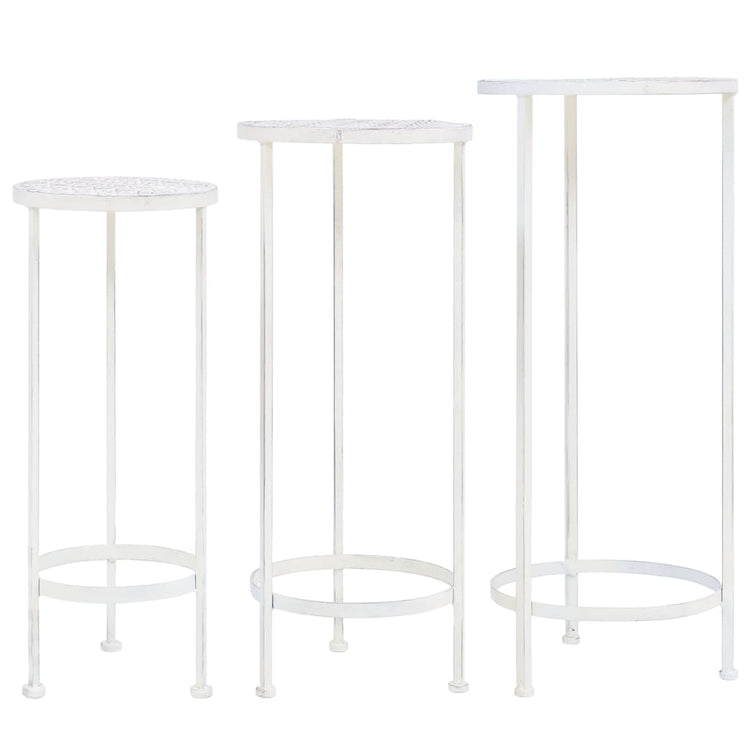 VIDAXL 3-teilig Pflanzenstandset Vintage Style Metal Antique White