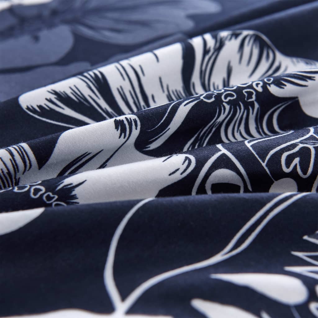Vidaxl Duvet Overlay Set Flower Design 140x220 60x70 cm Marine Blau