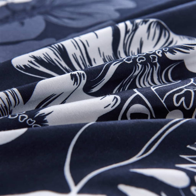Vidaxl Duvet Overlay Set Flower Design 140x220 60x70 cm Marine Blau