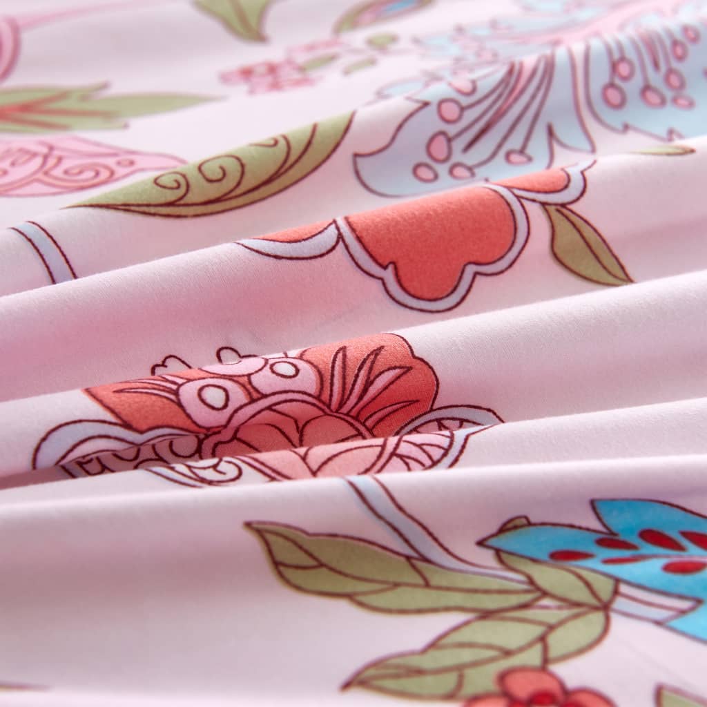 Vidaxx Bettbezug-Set Blumen gestreift 200x220 80x80 cm rosa