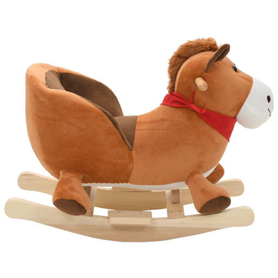 Vidaxl Hobbeldier Pferd mit Rückenlehne 60x32x50 cm Plüschbraun