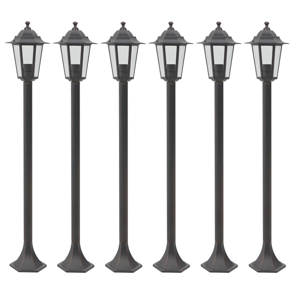 Vidaxl -Pfahlbeleuchtung für Garten E27 110 cm Aluminium Bronze 6 Stcs
