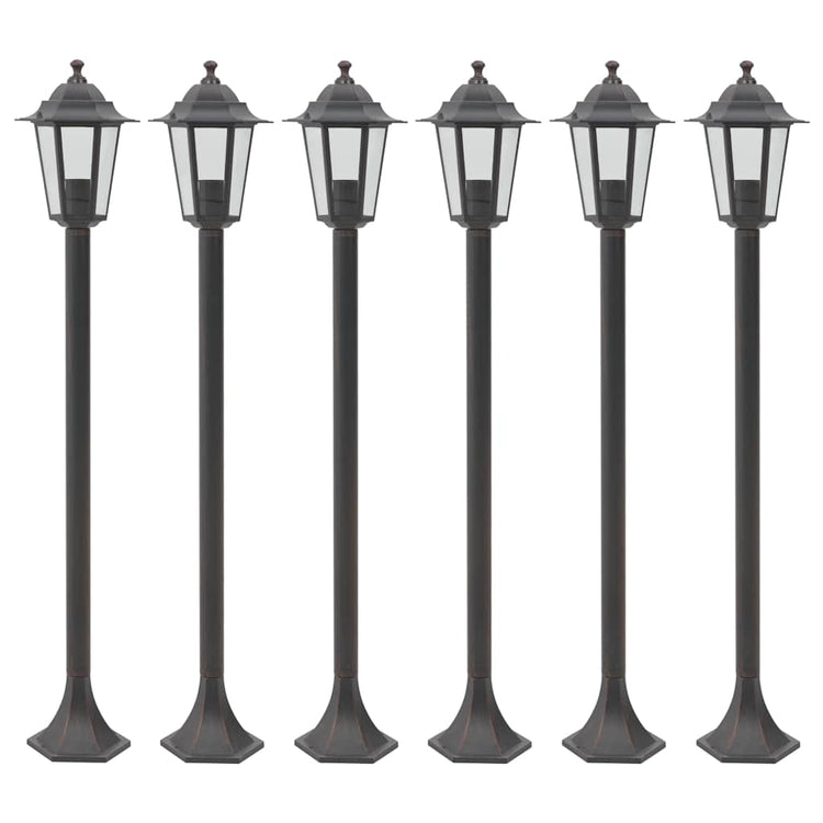 Vidaxl -Pfahlbeleuchtung für Garten E27 110 cm Aluminium Bronze 6 Stcs