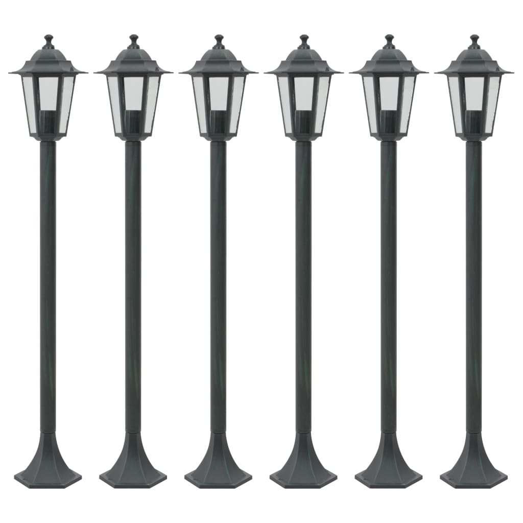Vidaxl -Pfahlbeleuchtung für Garten E27 110 cm Aluminium dunkelgrün 6 STs