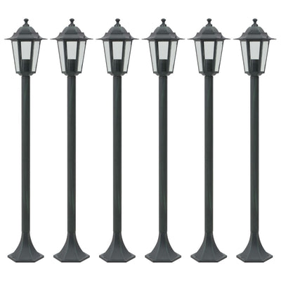 Vidaxl -Pfahlbeleuchtung für Garten E27 110 cm Aluminium dunkelgrün 6 STs
