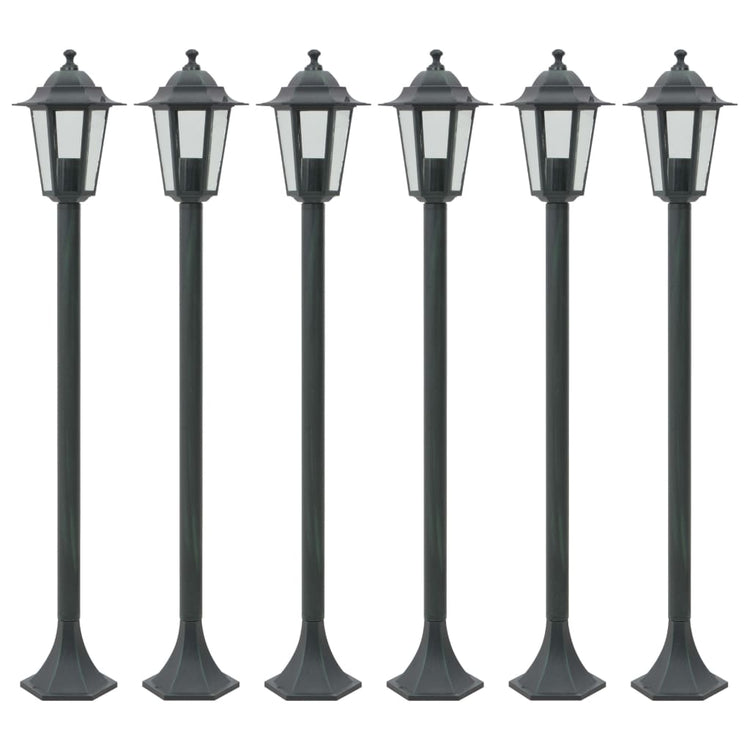 Vidaxl -Pfahlbeleuchtung für Garten E27 110 cm Aluminium dunkelgrün 6 STs
