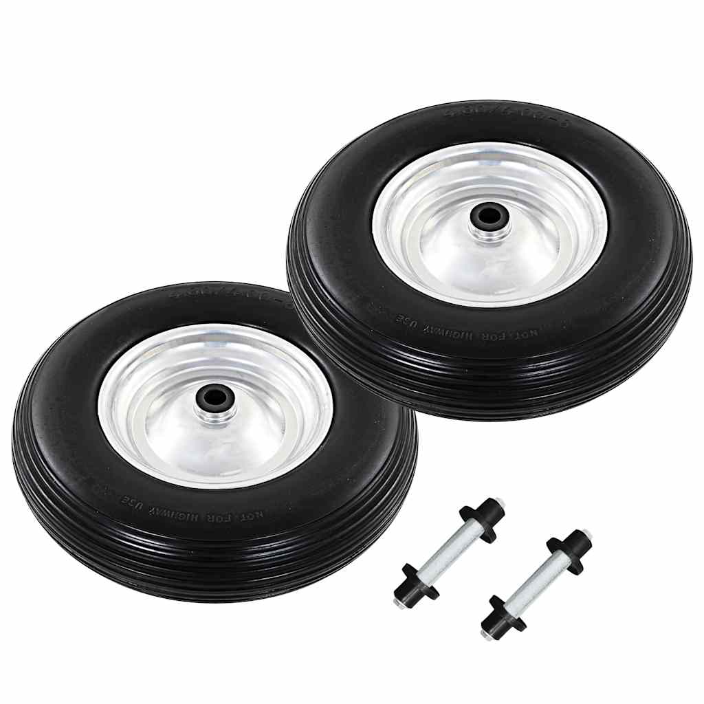 Vidaxl-Schubkerne-Räder mit Achsen 4,00-8 390 mm Festpu 2 Sts