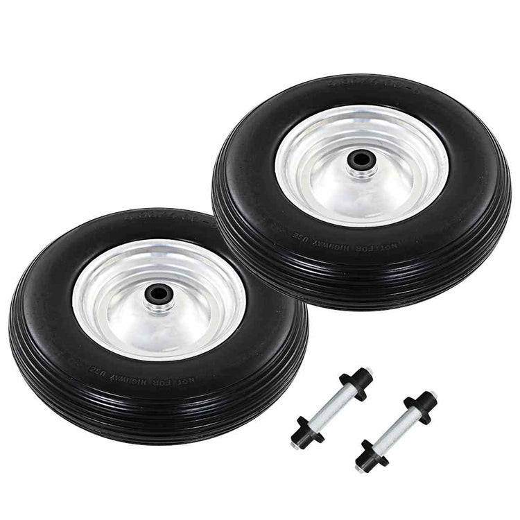 Vidaxl-Schubkerne-Räder mit Achsen 4,00-8 390 mm Festpu 2 Sts