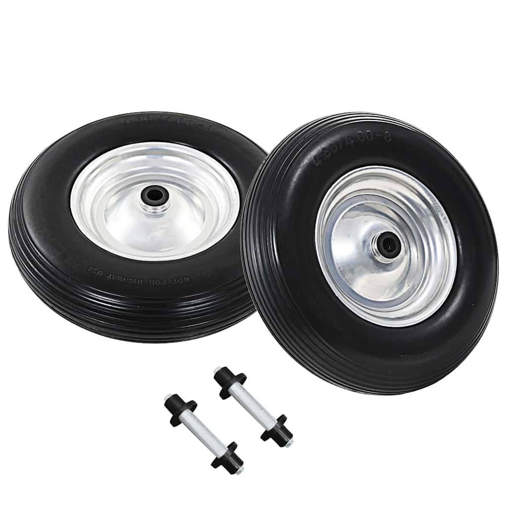 Vidaxl-Schubkerne-Räder mit Achsen 4,00-8 390 mm Festpu 2 Sts
