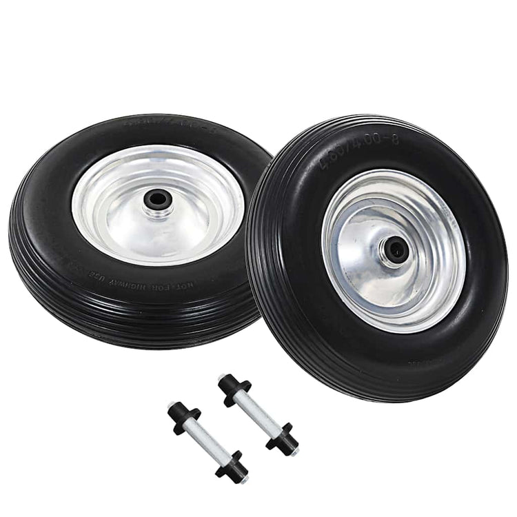 Vidaxl-Schubkerne-Räder mit Achsen 4,00-8 390 mm Festpu 2 Sts
