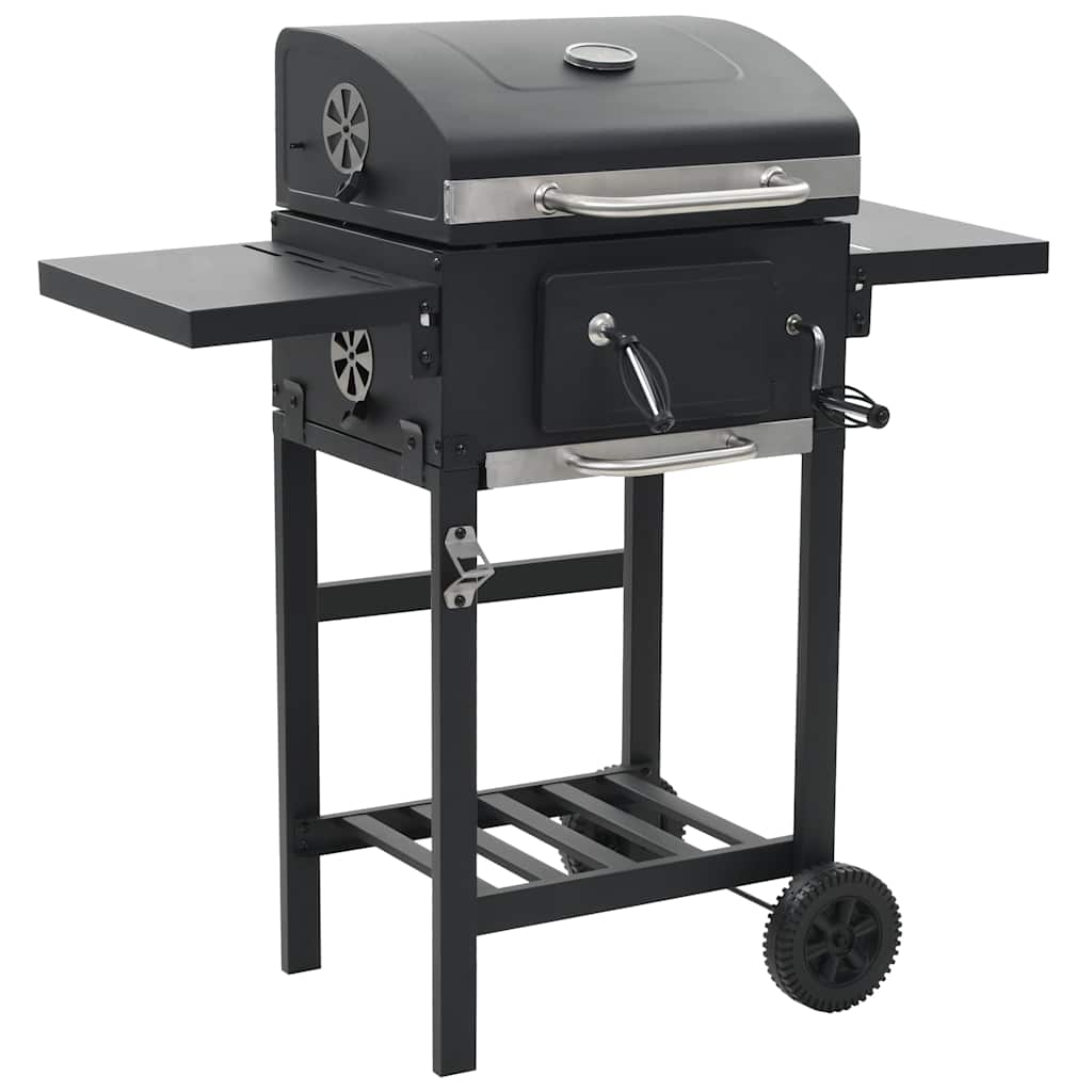 VidaXL Holzkohlegrill mit unterer Ablage schwarz