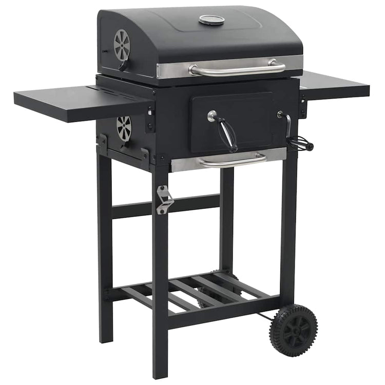 VidaXL Holzkohlegrill mit unterer Ablage schwarz