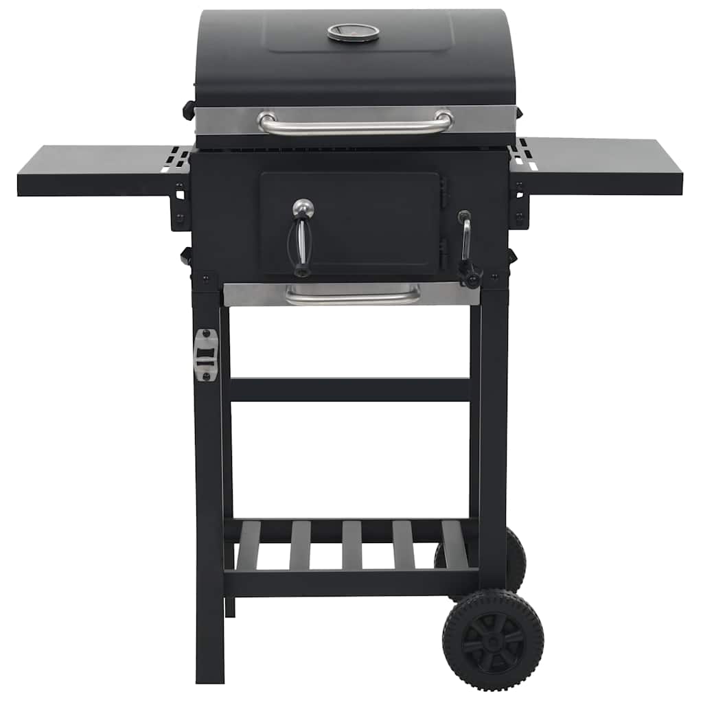 VidaXL Holzkohlegrill mit unterer Ablage schwarz