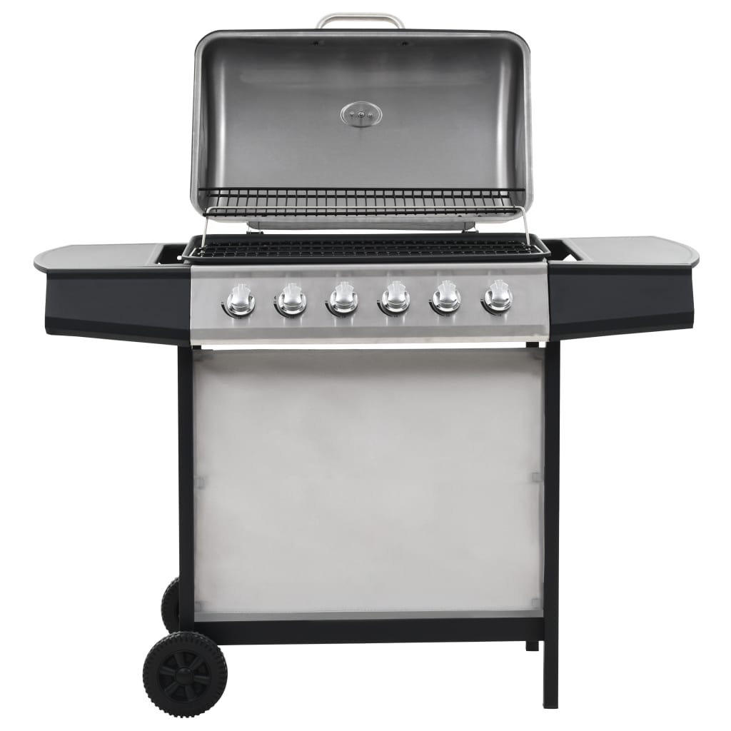 Vidaxl Gasgrill mit 6 Kochzonen Edelstahl Silberfarbe