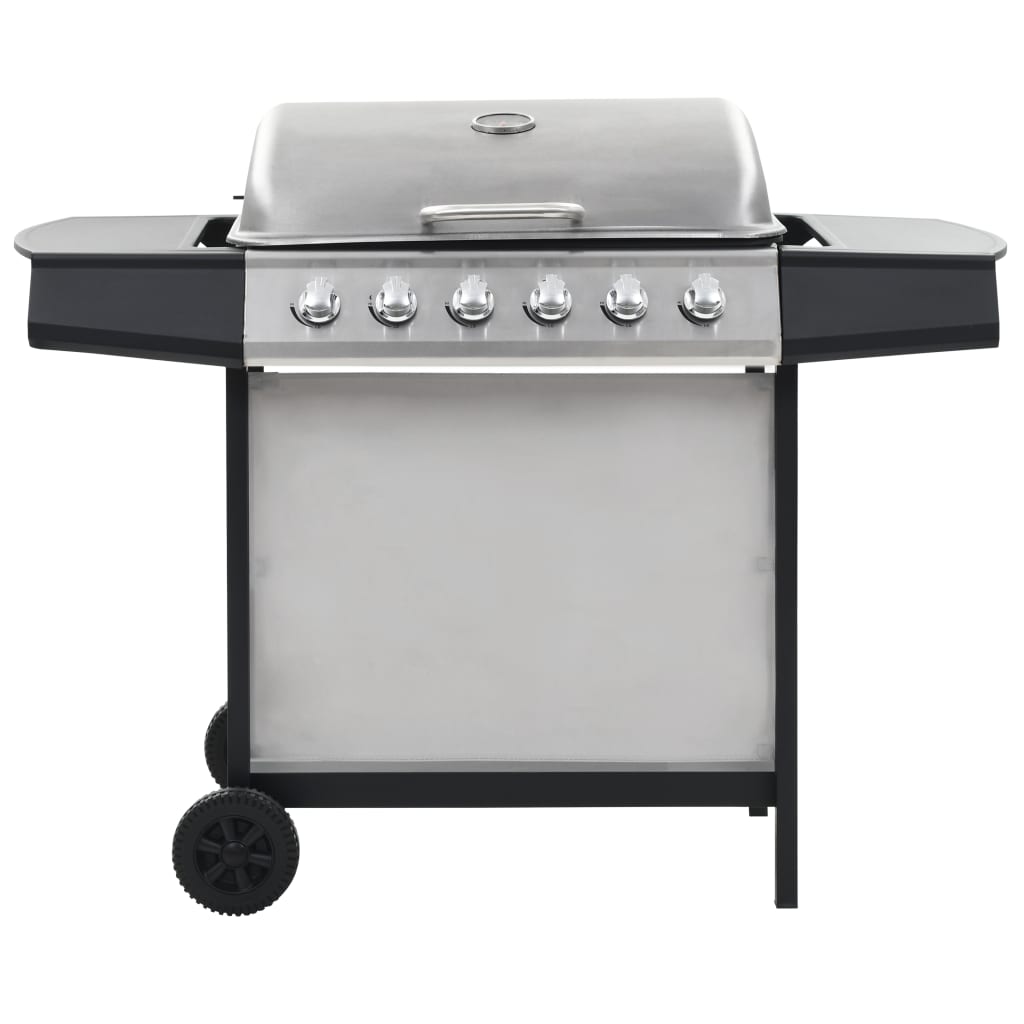 Vidaxl Gasgrill mit 6 Kochzonen Edelstahl Silberfarbe