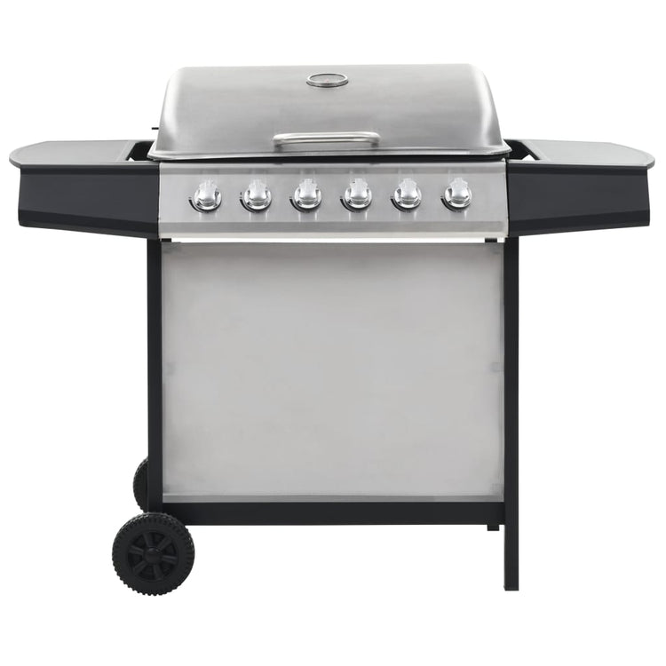 Vidaxl Gasgrill mit 6 Kochzonen Edelstahl Silberfarbe