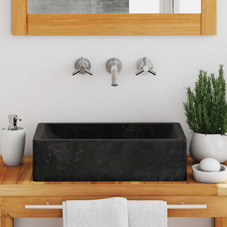 Vidaxl Sink 45x30x12 cm Marmor High Gloss Schwarz