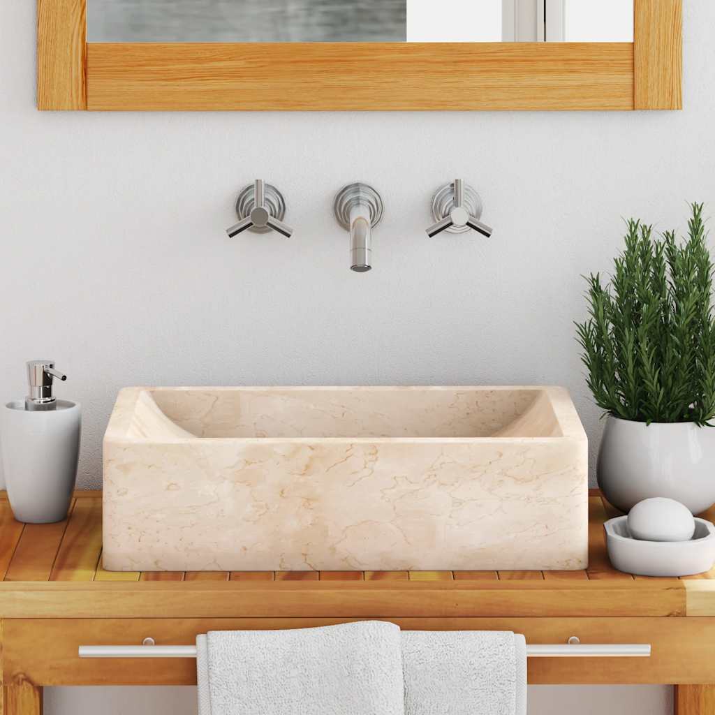 Vidaxl Sink 45x30x12 cm Marmor High -Gloss Cream -Colored