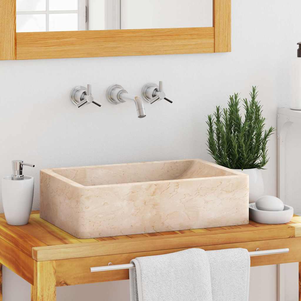 Vidaxl Sink 45x30x12 cm Marmor High -Gloss Cream -Colored