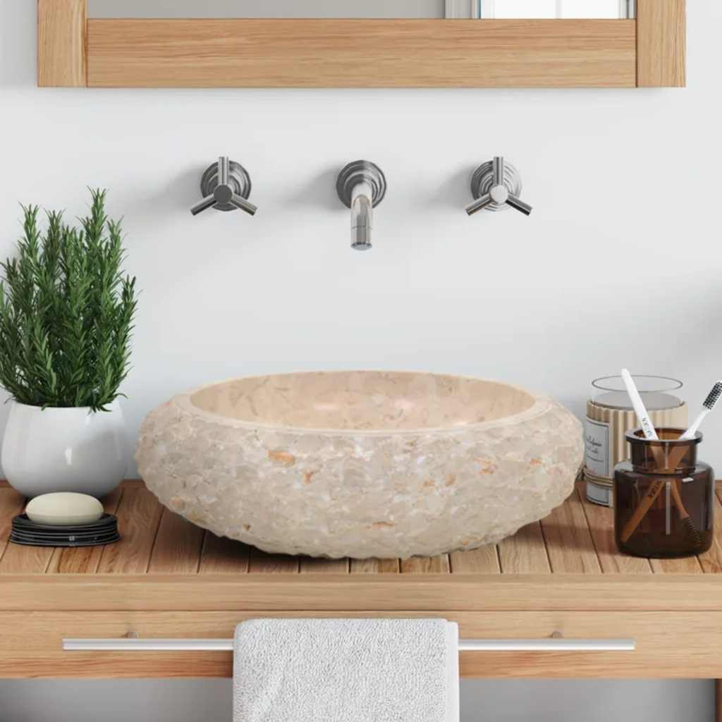 Vidaxx Waschbecken 40x12 cm Marmor creme