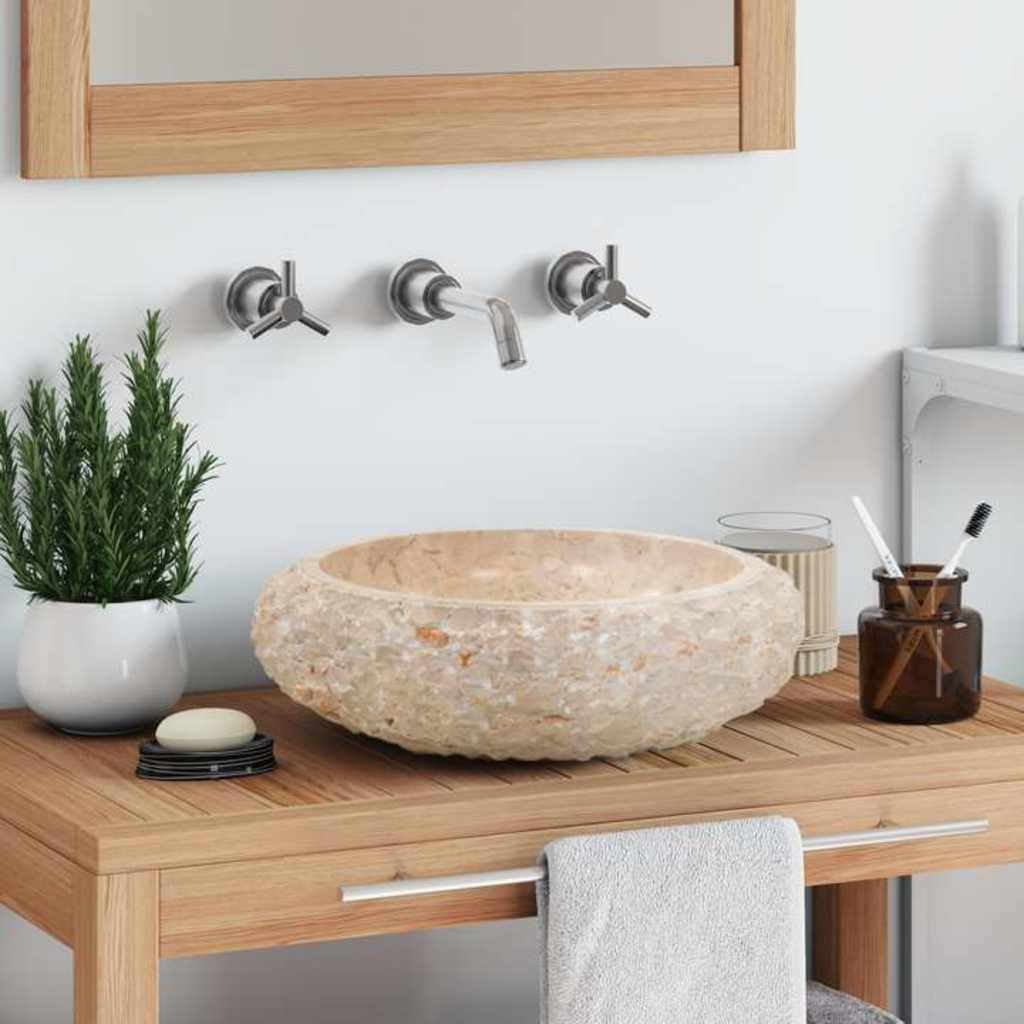 Vidaxx Waschbecken 40x12 cm Marmor creme