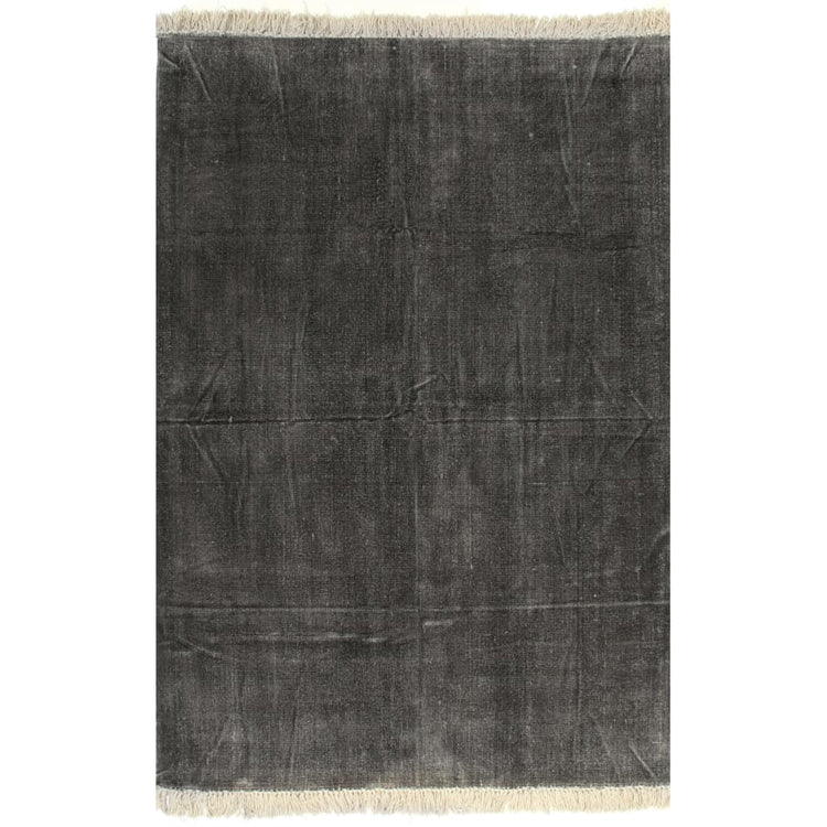Vidaxl Kelim Teppich 120x180 cm Baumwoll -Anthrazit