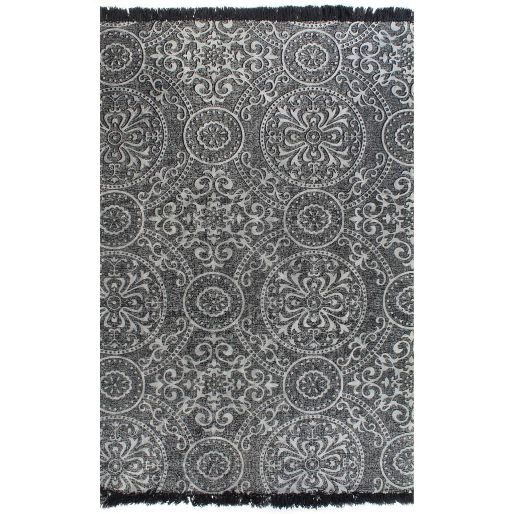 Vidaxl Kelim Teppich mit Muster 120x180 cm Baumwollgrau