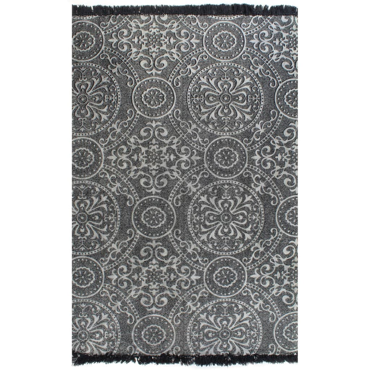 Vidaxl Kelim Teppich mit Muster 120x180 cm Baumwollgrau