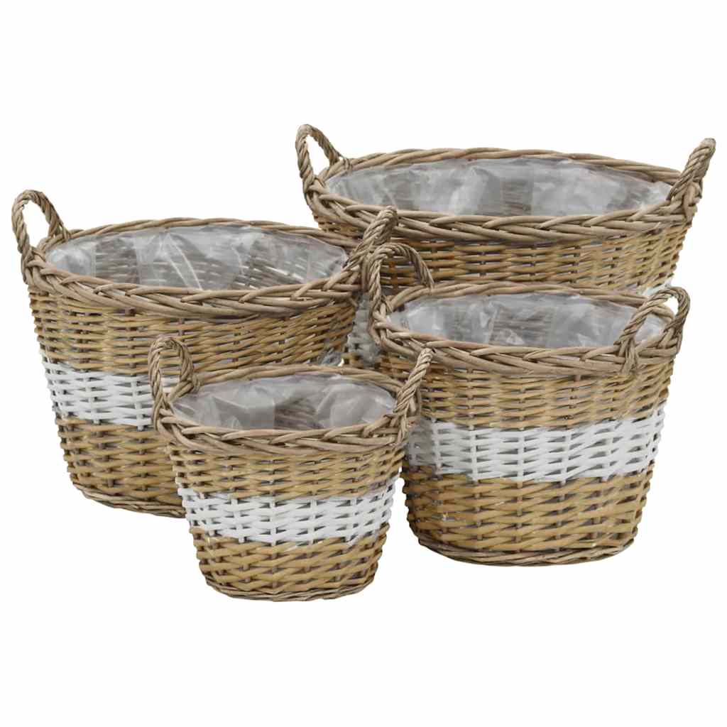 Vidaxl -Pflanzer erhöhten 4 -St. Wicker mit PE -Futter