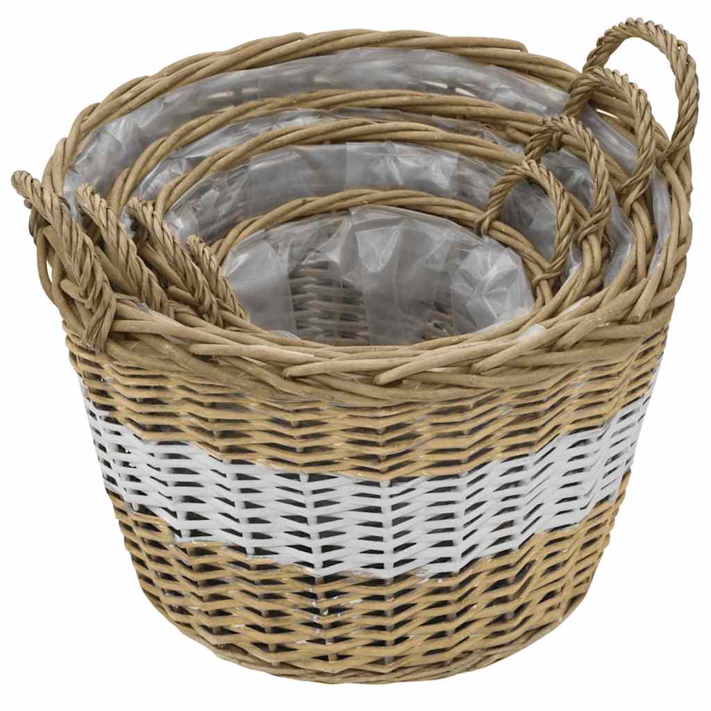 Vidaxl -Pflanzer erhöhten 4 -St. Wicker mit PE -Futter