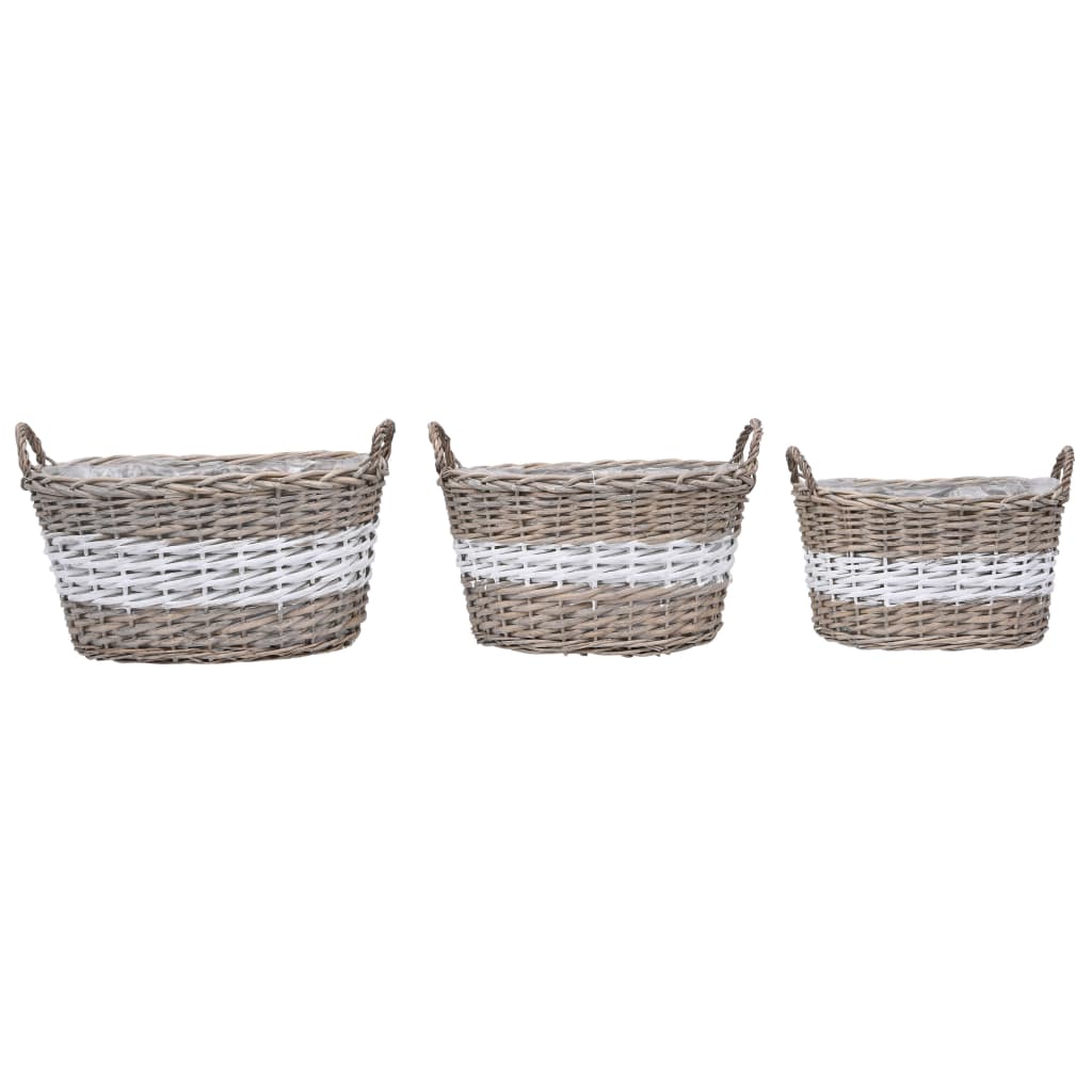 Vidaxl -Pflanzer erhöhten 3 -St. Wicker mit PE -Futter