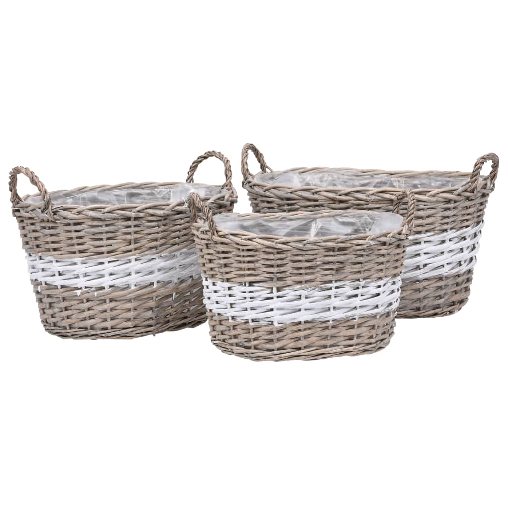 Vidaxl -Pflanzer erhöhten 3 -St. Wicker mit PE -Futter