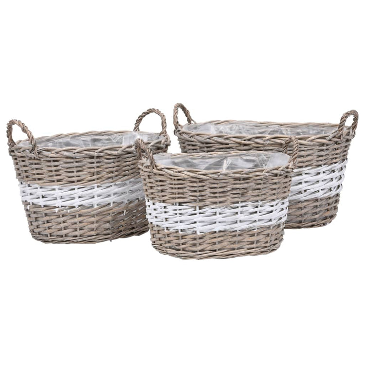 Vidaxl -Pflanzer erhöhten 3 -St. Wicker mit PE -Futter