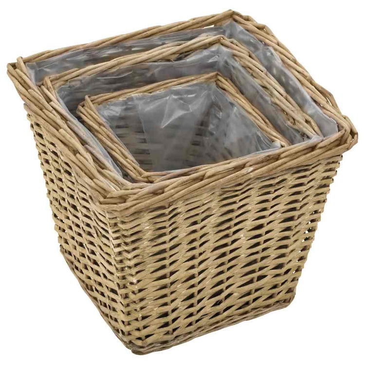 Vidaxl -Pflanzer erhöhten 3 -St. Wicker mit PE -Futter