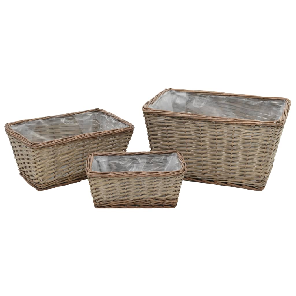 Vidaxl -Pflanzer erhöhten 3 -St. Wicker mit PE -Futter
