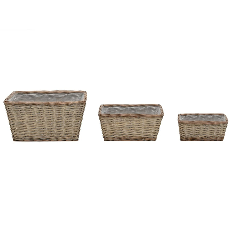 Vidaxl -Pflanzer erhöhten 3 -St. Wicker mit PE -Futter