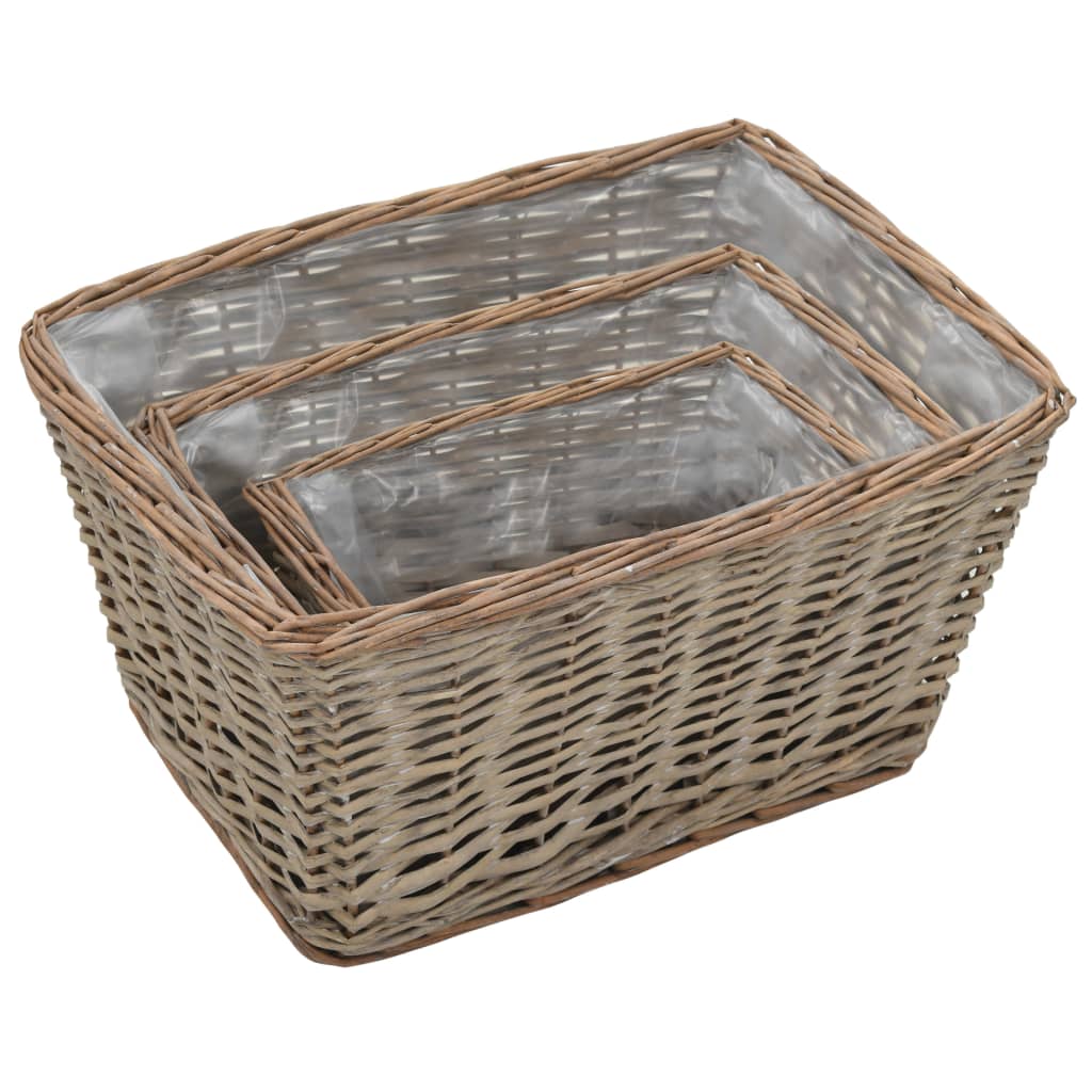 Vidaxl -Pflanzer erhöhten 3 -St. Wicker mit PE -Futter