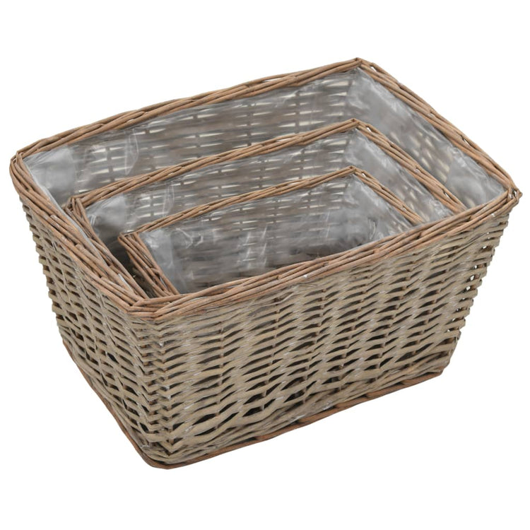 Vidaxl -Pflanzer erhöhten 3 -St. Wicker mit PE -Futter
